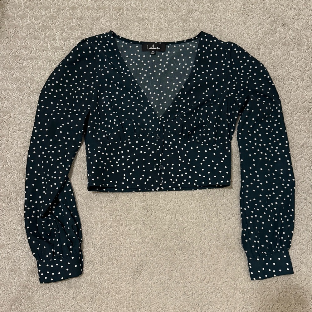 Lulus cropped button town blouse